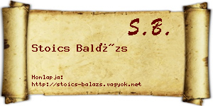 Stoics Balázs névjegykártya